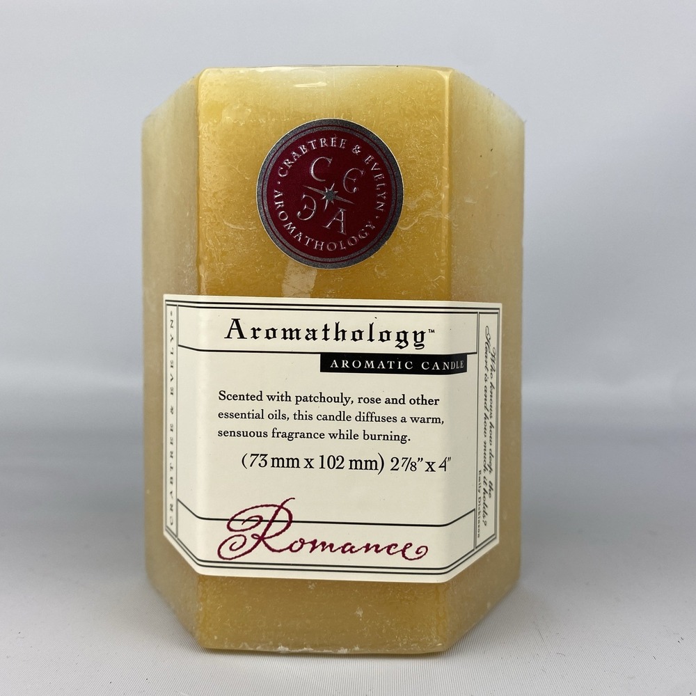 Vtg Crabtree & Evelyn Aromathology "ROMANCE" Pillar Fragranced Candle